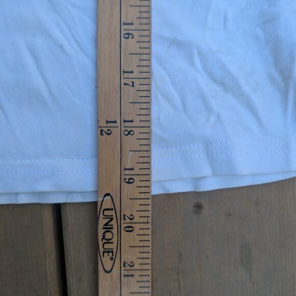 ROXY T-Shirt Women's L White Logo Graphic Cap Sleeve Split Neck Made In USA - Picture 7 of 9